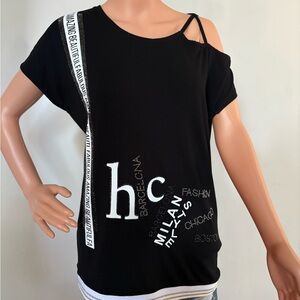 Black Short Sleeve Tee Top